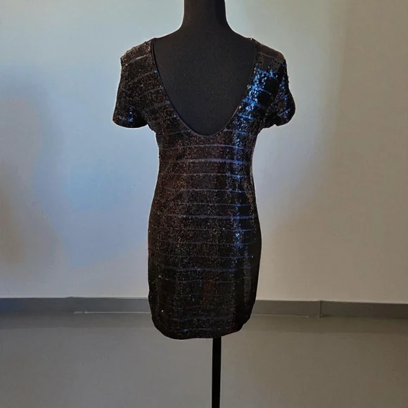 Zara Black Shimmer Mini Dress Size M - Picture 3 of 6